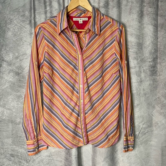Tommy Hilfiger Orange, Yellow, Blue, White etc. Colorful Pastel Button Down - 12 - Picture 6 of 12